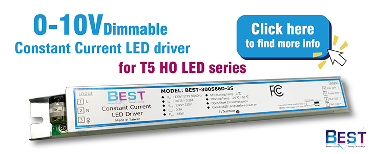 0-10V Dimmable Constant Current LED drivers for T5 HO LED series - Click here to find more info